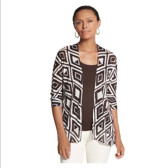 Chico’s Modern Diamond Mona Open Front Cardigan Size 2 (12-14) - Picture 4 of 9